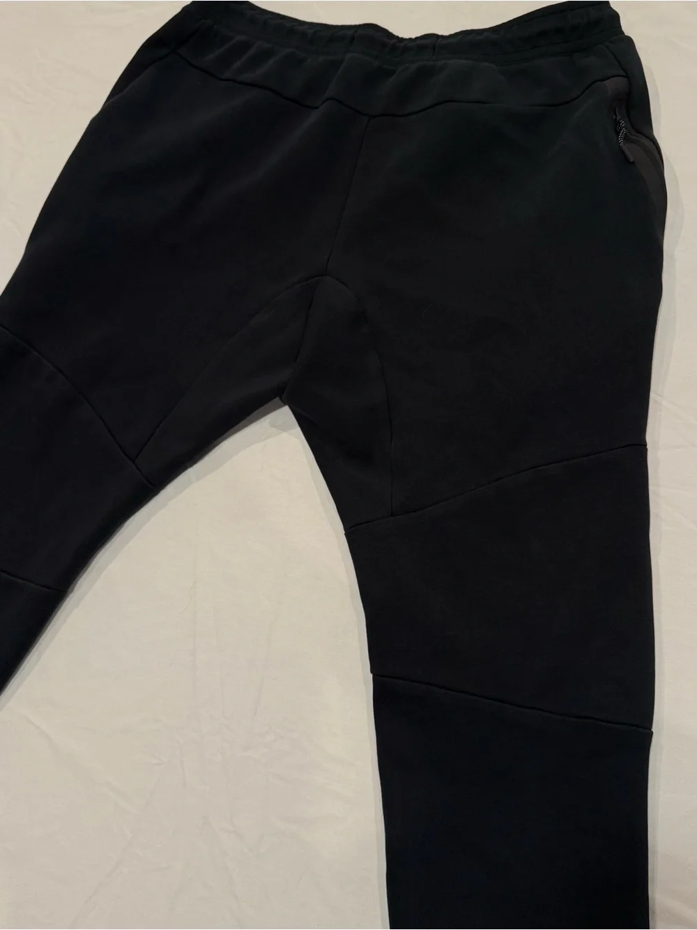 Nike Tech Fleece Jogger Pants L Tan Black Sweatpant Embroidered Logo Zip Pocket